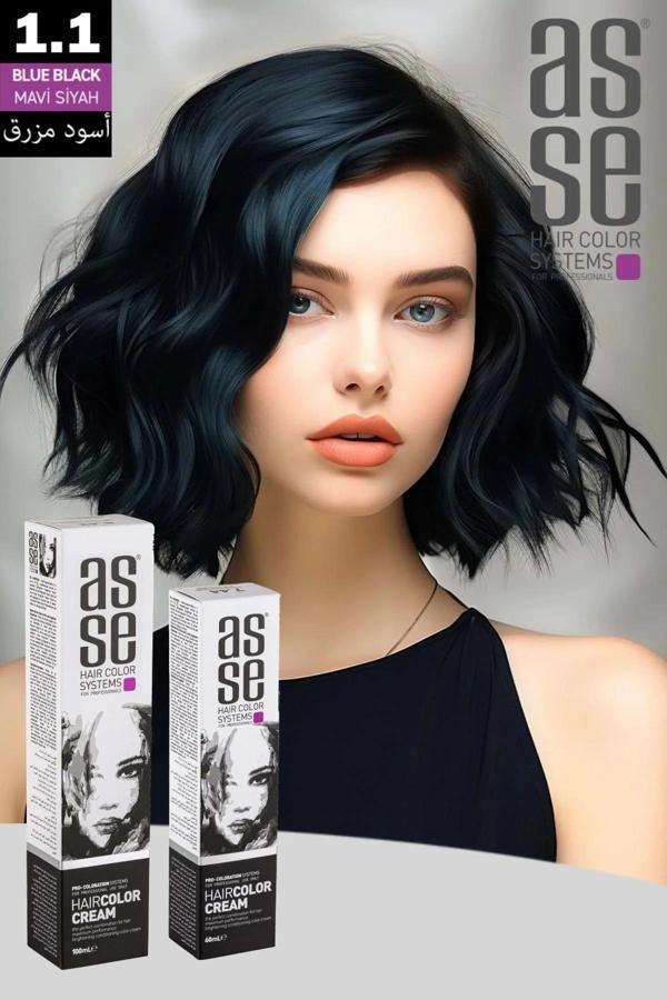 Asse 60 Ml Tüp Saç Boyası 1.1 Mavi Siyah + 50 Ml Oksidan Sıvısı - Image 1
