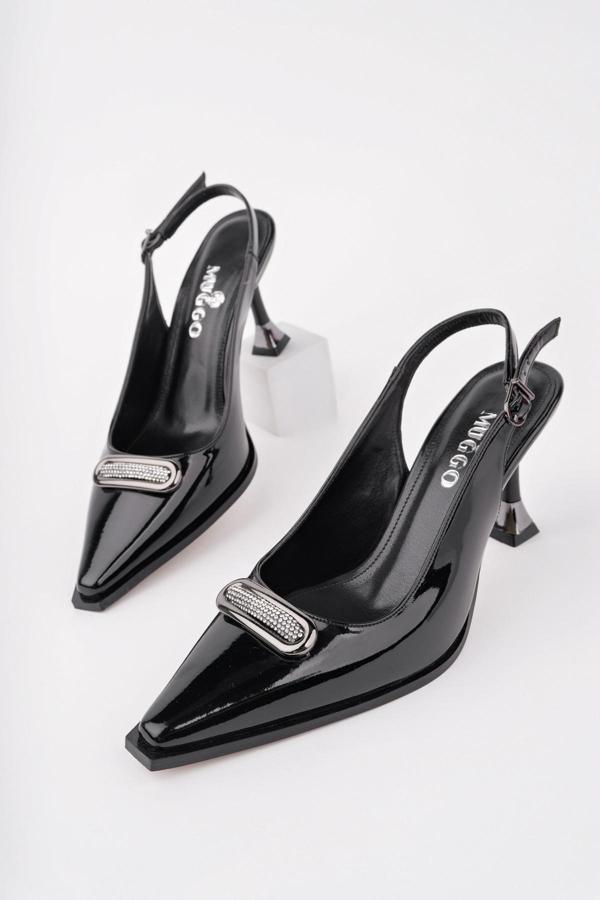 Muggo HEELS Arkası Açık Toka Detaylı Günlük Klasik Topuklu Kadın Stiletto Ayakkabı - Image 1