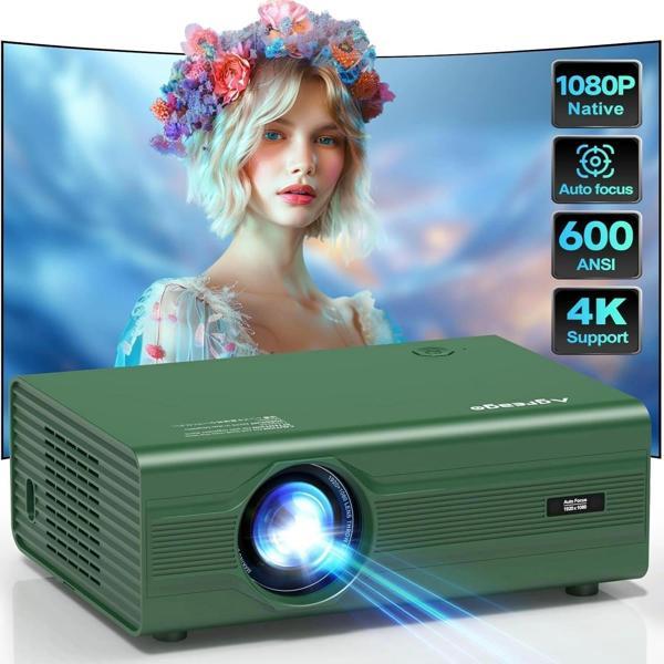 Agreago WiFi 6 ve Bluetooth 5.2, 400 ANSI Yerel 1080P 4K Destekli Projektör - Yeşil - Image 1