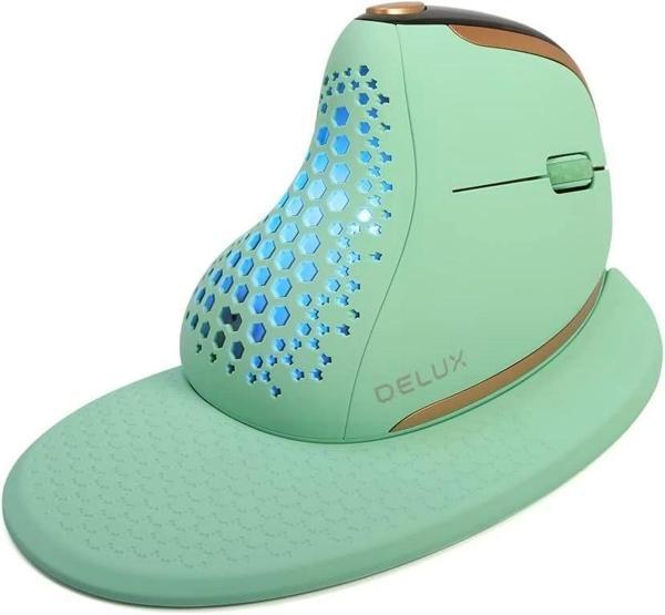 DeLUX Seeker Kablosuz Ergonomik Dikey Mouse, OLED Ekran - M618XSD-Yeşil - Image 1