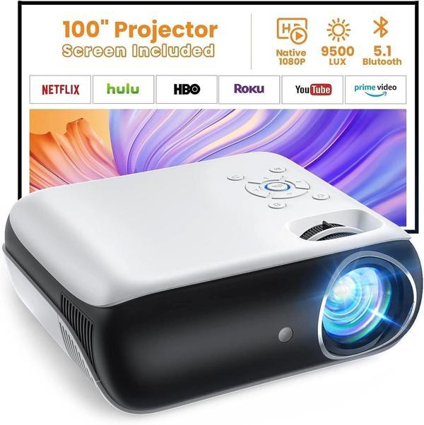HAPPRUN 1080P 9500L Taşınabilir Dış Mekan Bluetooth Film Projektörü -100 Inc - Image 1