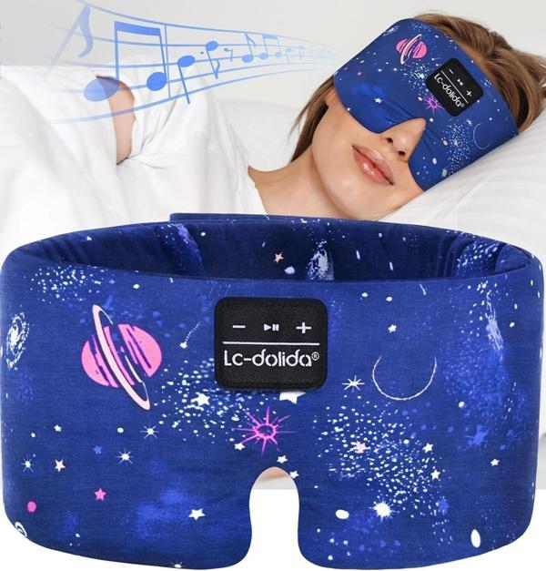 LC-dolida Yan Uyuyanlar İçin İpek Uyku Maskesi Kulaklık - Bluetooth 5.4 - Mavi - Image 1
