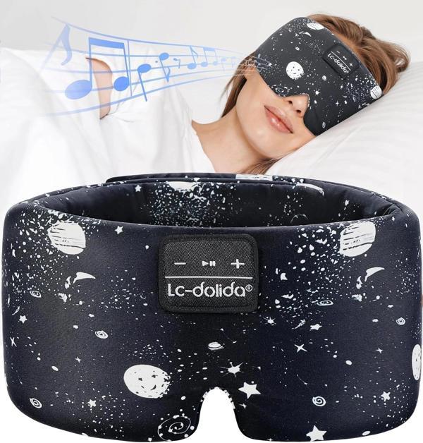 LC-dolida Yan Uyuyanlar İçin İpek Uyku Maskesi Kulaklık - Bluetooth 5.4 - Siyah - Image 1