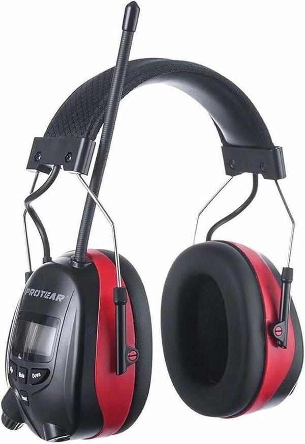 PROTEAR Bluetooth AM FM Radyo Kulaklıklar, 25dB Kulak Koruma - Kırmızı - Image 1