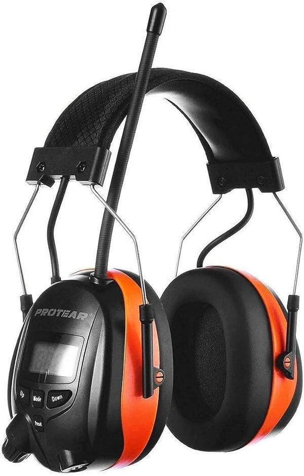 PROTEAR Bluetooth AM FM Radyo Kulaklıklar, 25dB Kulak Koruma - Turuncu - Image 1