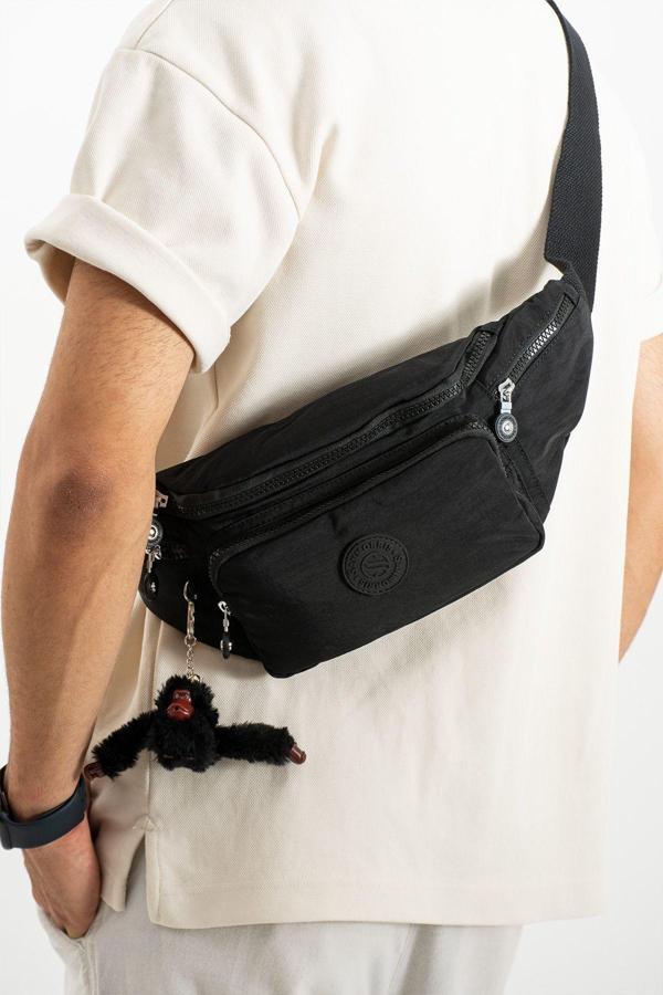 Unisex Siyah Klinkır Kumaş Siyah Renkli Suya Dayanıklı Ayarlanabilir Bel Ve Omuz Çantası - Image 1