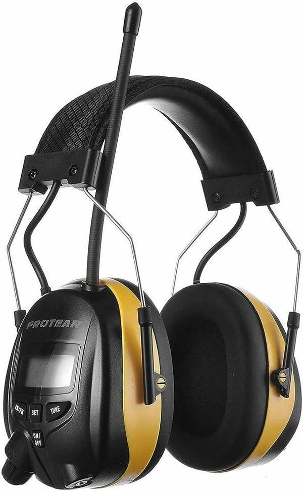 PROTEAR Dijital AM FM Radyo Kulaklıklar, 25dB Kulak Koruma - Sarı - Image 1
