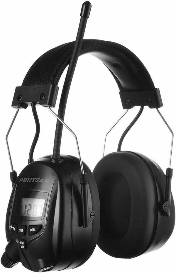 PROTEAR Dijital AM FM Radyo Kulaklıklar, 25dB Kulak Koruma - Siyah - Image 1
