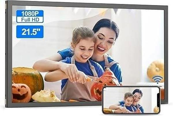 Nethgrow Büyük Dijital Resim Çerçevesi 21.5 Inc 2.4 5G WiFi 1080p - Siyah Wifi - Image 1