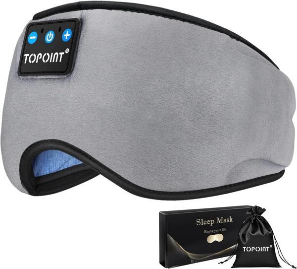 TOPOINT Uyku Kulaklıkları Bluetooth Uyku Maskesi - Koyu Gri - Image 1
