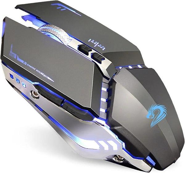 TENMOS T12 Kablosuz Oyun Mouse Şarj Edilebilir, 2.4G Sessiz Optik - Gri - Image 1