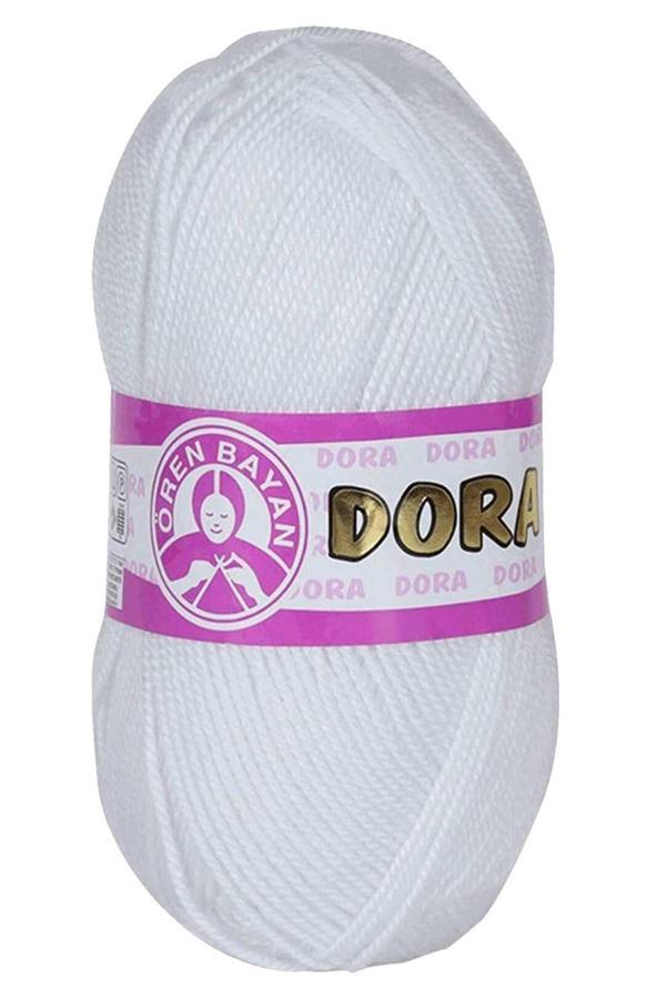 1 Adet Dora El Örgü İpi Yünü 100 gr 000 Beyaz - Image 1