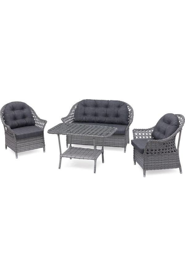 Grass Garden Orkide Rattan 2 1 1 Masa Bahçe Balkon Mobilyası Alüminyum Üzeri Örgü Rattan - Image 1