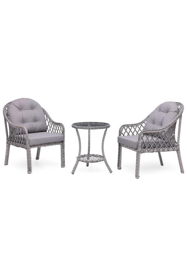 Grass Garden Defne Rattan 1+1 Masa Bahçe Balkon Mobilyası Alüminyum Üzeri Örgü Rattan - Image 1