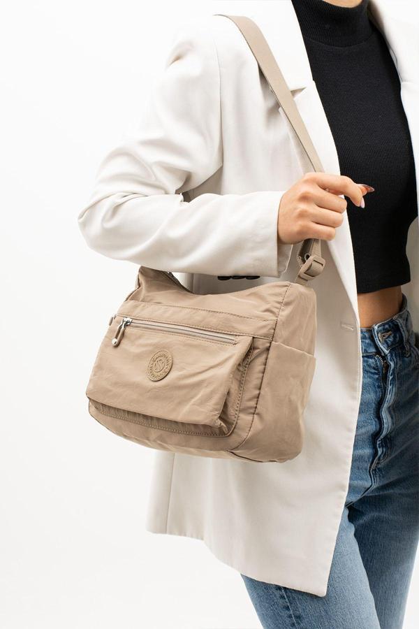 Kadın Çok Gözlü Suya Dayanıklı Paraşüt Kumaş Ayarlanabilir Çapraz Askılı Omuz Çantası - Image 1