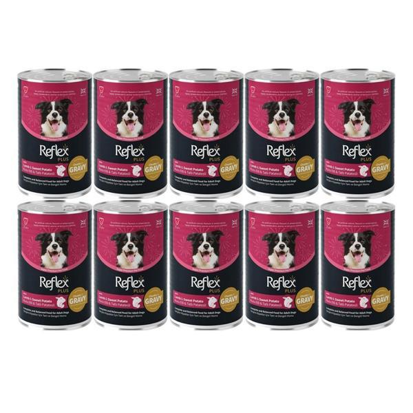Reflex Plus Kuzu ve Tatlı Patates Et Parçacıklı Soslu Köpek Konservesi 400 Gr*10 Adet - Image 1