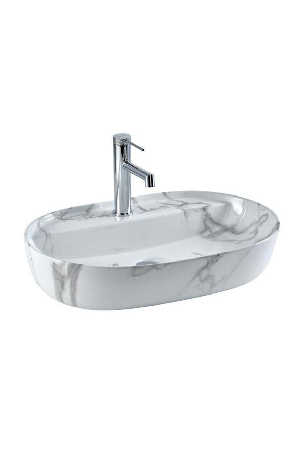 Lena Tezgahüstü Lavabo (Mermer Beyaz) E-2114M1 - Image 1