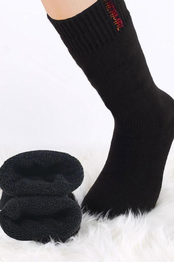 Bluestore 6 Çift Siyah Unisex Termal Havlu Kışlık Çorap - Image 1