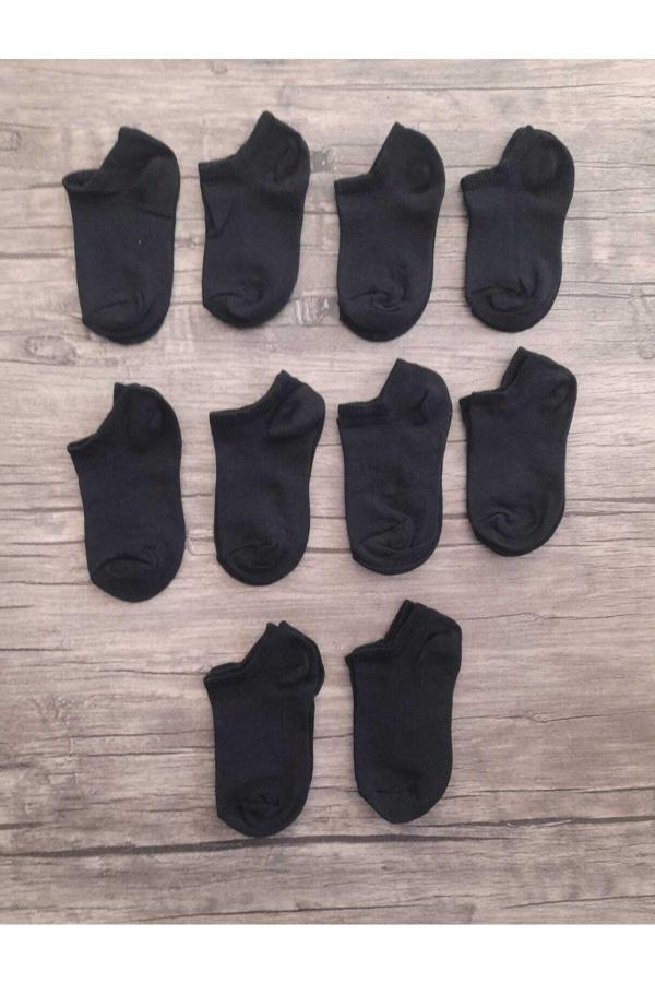 Sockshion Çocuk Pamuklu Patik Çorap 10 Çift Siyah - Image 1