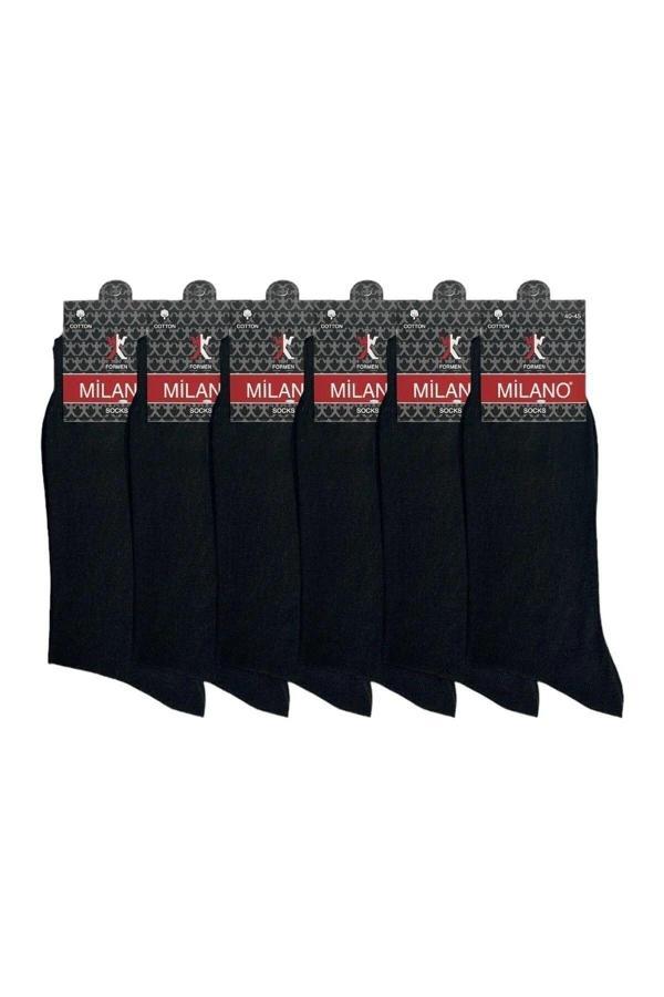 Sockshion Milano 6 Adet Süper Ekonomik Erkek Pamuklu Çorap, Uzun Desensiz Pamuklu Çorap - Image 1