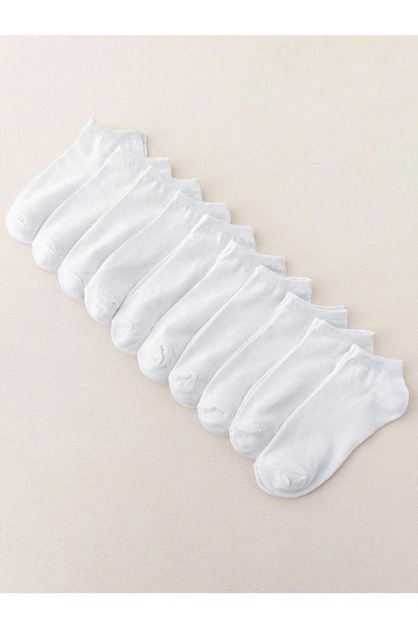 Fresh 10 Çift Kadın Düz Beyaz Bilek Boy Patik Çorap Spor Ayakkabısı Çorabı 10 Adet - Image 1