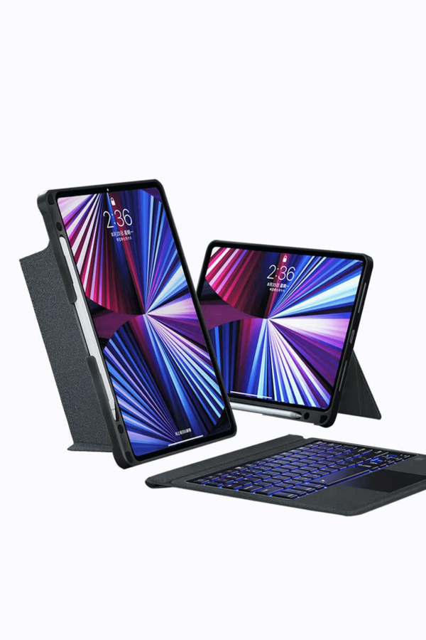 iPad Air 13 M3 2025 Uyumlu Fuchsia Touch Pad Bluetooth Klavyeli Standlı Mıknatıslı Tablet Kılıfı - Image 1