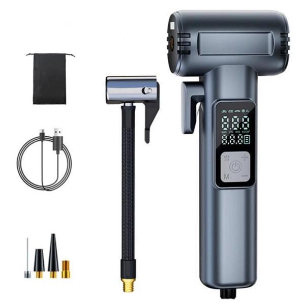 Polham 4in1 Çok Fonksiyonlu Araç Lastik Şişirme Pompası, Cam Kırıcı, Kemer Kesici, Led Işıklı,Şarjlı Pompa - Image 1
