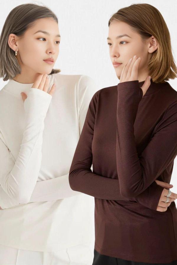 Vodens Kadın Beyaz Kahve 2'Li Parmak Detaylı Ultra Soft Body - Image 1