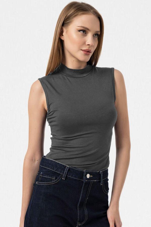 Vodens Antrasit Kolsuz Body Bluz - Image 1