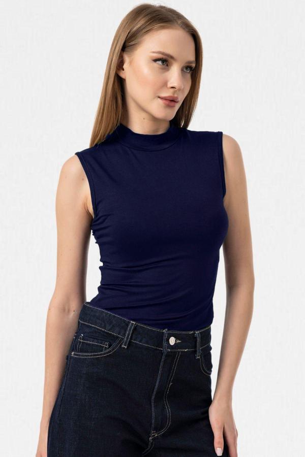 Vodens Lacivert Kolsuz Body Bluz - Image 1