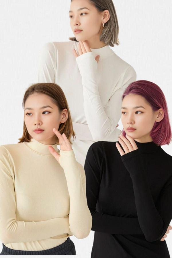 Vodens Kadın Siyah Beyaz Bej 3'Lü Parmak Detaylı Ultra Soft Body - Image 1