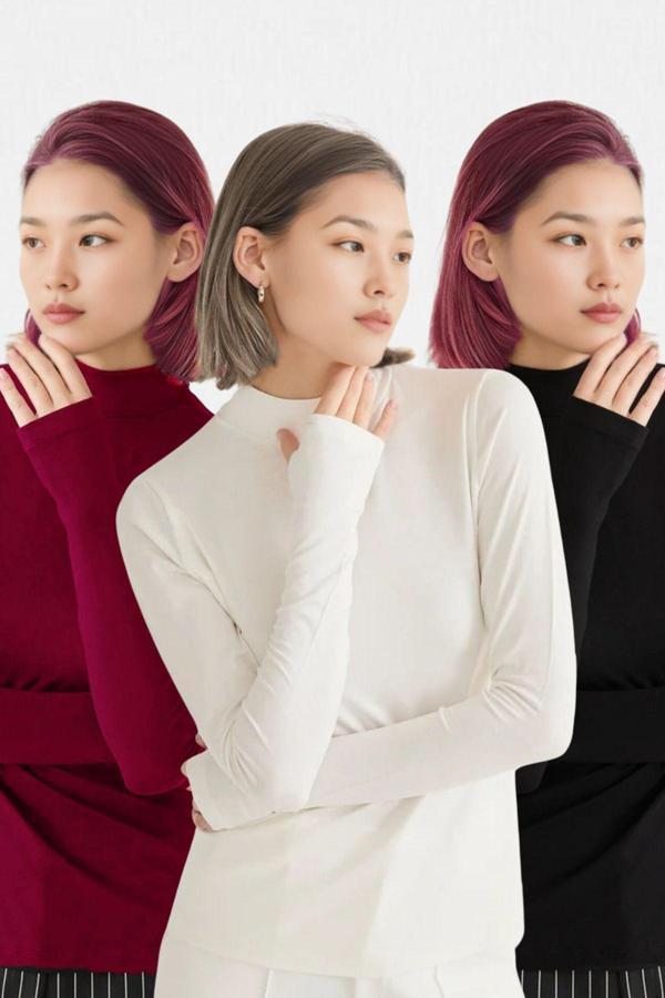 Vodens Kadın Siyah Beyaz Bordo 3'Lü Parmak Detaylı Ultra Soft Body - Image 1