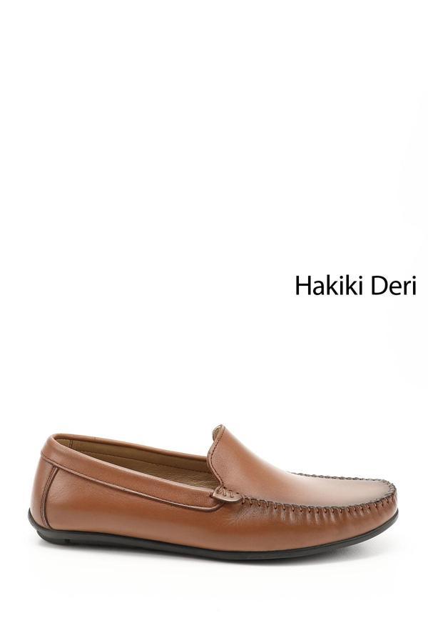 Erkek Taba Antik Rok Hakiki Deri Loafer Ayakkabı - Image 1