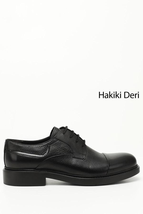 Erkek Siyah Bağcıklı Hakiki Deri Klasik Ayakkabı - Image 1