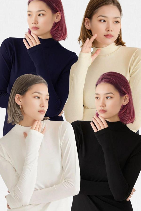 Vodens Kadın Siyah Beyaz Lacivert Bej 4'Lü Parmak Detaylı Ultra Soft Body - Image 1