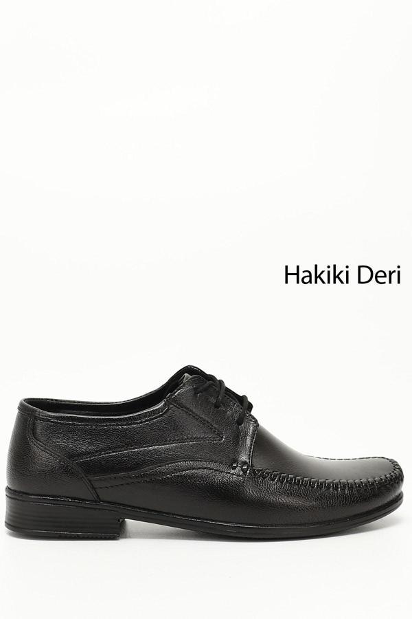 Erkek Siyah Bağcıklı Hakiki Deri Klasik Ayakkabı - Image 1