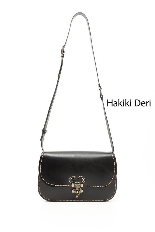 Kadın Siyah Vaketa Hakiki Deri Omuz ve Postacı Çantası - Image 1