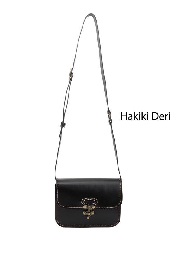 Kadın Siyah Vaketa Hakiki Deri Omuz ve Postacı Çantası - Image 1