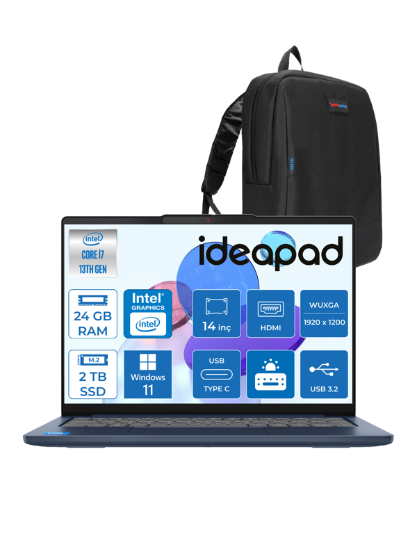 Lenovo Ideapad Slim 5 14IRH10 Intel Core I7 13620H 24GB Ddr5 2tb SSD 14" Wuxga (1920X1200) OLED 400NITS Windows 11 Home Taşınabilir Bilgisayar 83HR004CTRH07 + Zetta Çanta - Image 1