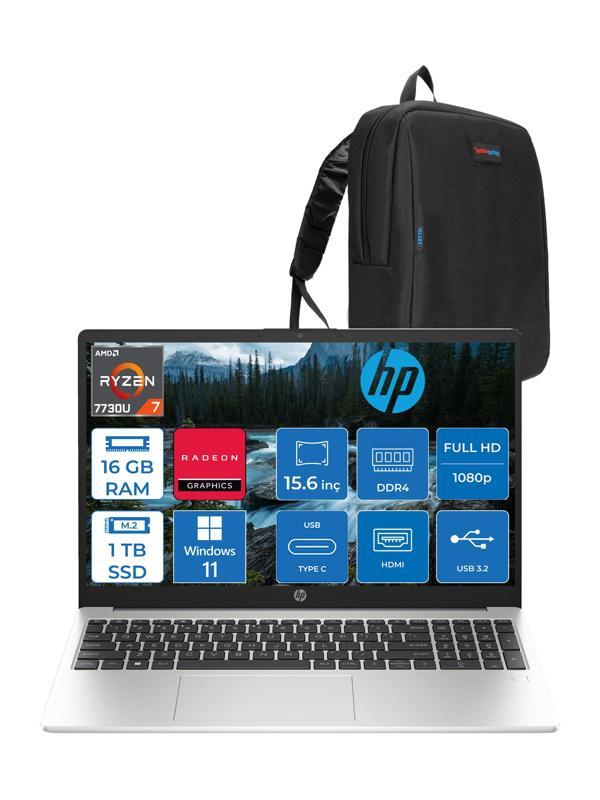 Hp 255 G10 Amd Ryzen 7 7730U 16GB 1tb SSD Amd Radeon Grafik Windows 11 Home 15.6" Taşınabilir Bilgisayar 9G1F9ETH08 + Zetta Çanta - Image 1
