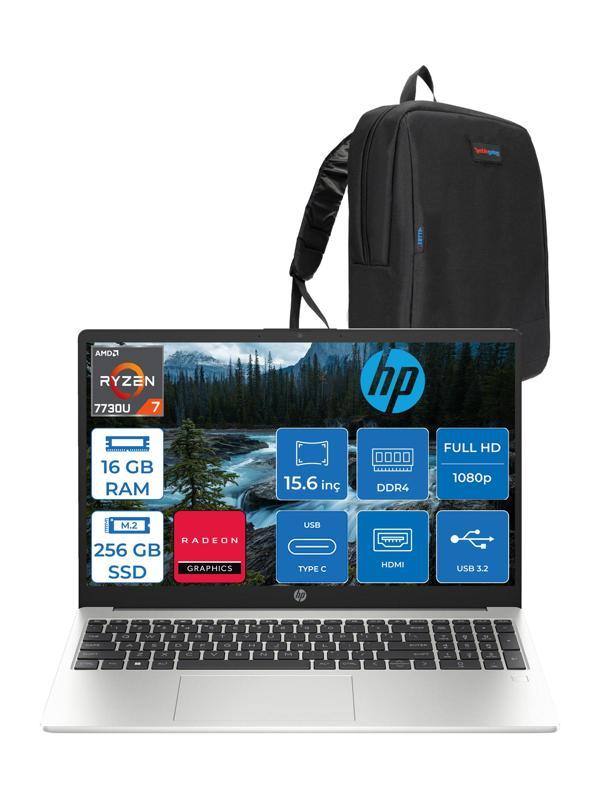 Hp 255 G10 Amd Ryzen 7 7730U 16GB 256GB SSD Amd Radeon Grafik Freedos 15.6" Taşınabilir Bilgisayar 9G1F9ETF06 + Zetta Çanta - Image 1
