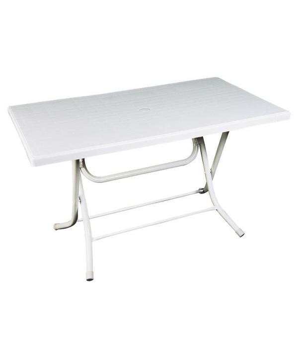 Omnipazar SY-2577 Beyaz Dikdörtgen Plastik Katlanır Masa 70x120cm  - Image 1