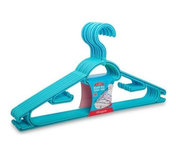 Omnisoft FLR F312 Büyük Boy Smart Elbise Askı Turkuaz 6'lı - Image 1