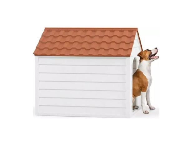 Omnipazar SY-5100 Dış Mekan Plastik Pet Köpek Kulubesi Kiremit-Beyaz - Image 1