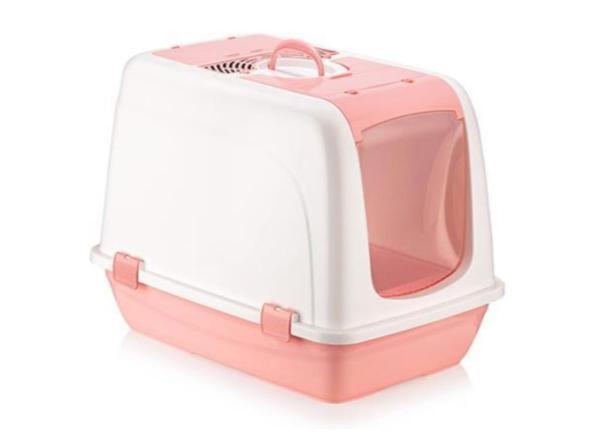 Omnipazar SY-5092 Büyük Kapaklı Evcil Hayvan Kedi Tuvaleti  Pembe - Image 1
