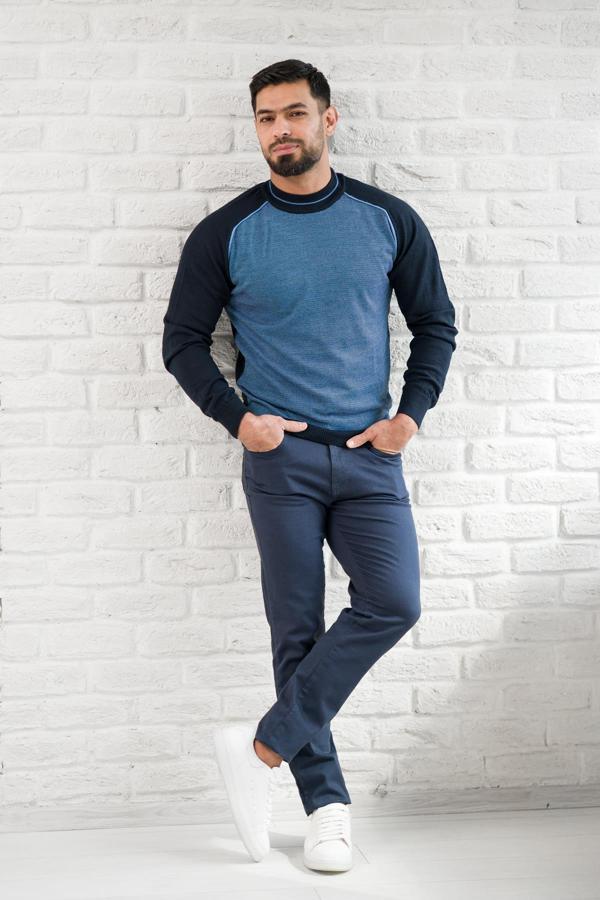 San&Fa Yarım Balıkçı Desenli Slimfit Yünlü Triko Kazak - Image 1