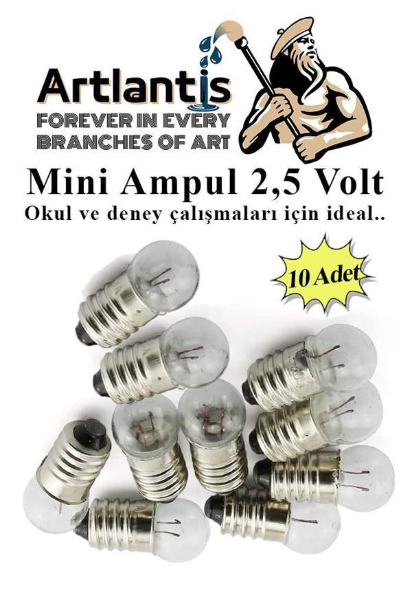 Mini Ampul 2,5 Volt 10 Adet 1 Paket Küçük Elektrik Deney Ampulü 2.5 v Okul Sınıf Elektrik Devre Deney Ampulü - Image 1