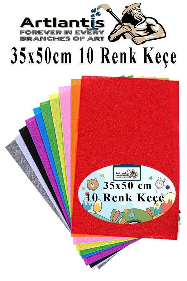 Keçe 35x50 cm 10 Renk 1 Paket 2.0 mm Renkli Hobi Keçesi Elişi Keçe Kumaşı Anasınıfı Kreş Okul Öncesi El Sanatları - Image 1