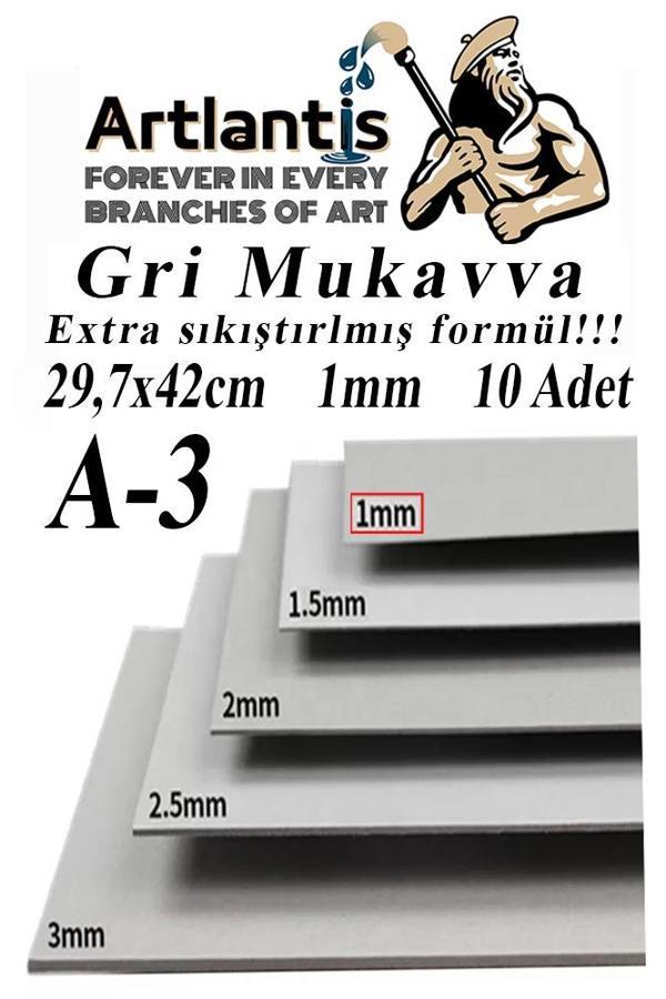 A3 Mukavva Gri 1.0mm 10 Adet 1 Paket 29.7x42 cm A-3 Mukavva 1,0 mm Kalınlığında A-3 Mukavva - Image 1