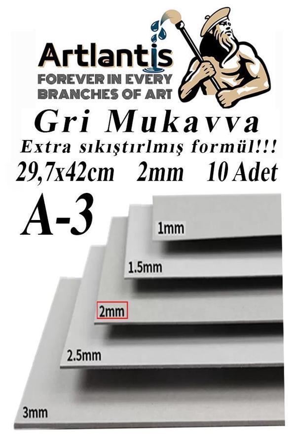 A3 Mukavva Gri 2 mm 10 Adet 1 Paket 29.7x42 cm A-3 Mukavva 2,0 mm Kalınlığında A-3 Mukavva - Image 1